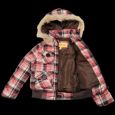 Brown Girls Plaid Winter Jacket
