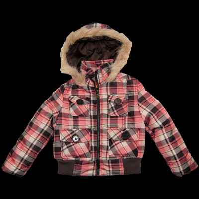 Brown Girls Plaid Winter Jacket